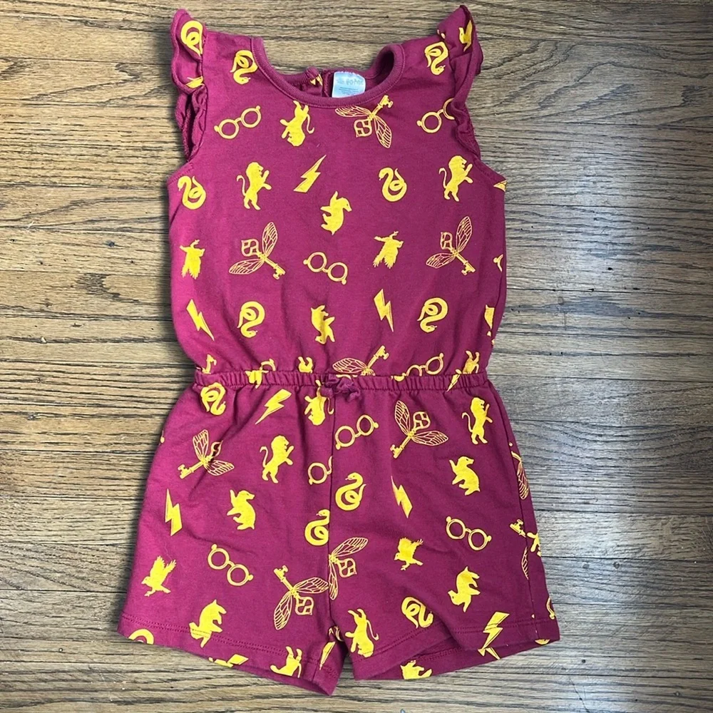 Harry Potter Wizarding World Ruffle Sleeve House Logo Romper